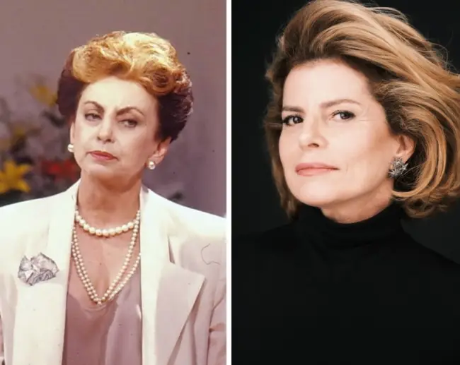 Duas versões da personagem Odete Roitman, com figurinos elegantes e marcantes das novelas Vale Tudo